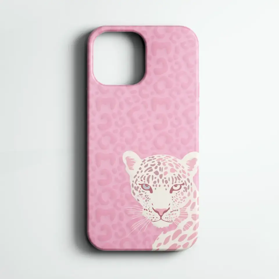 Beyaz Leoparlı Pembe Kılıf