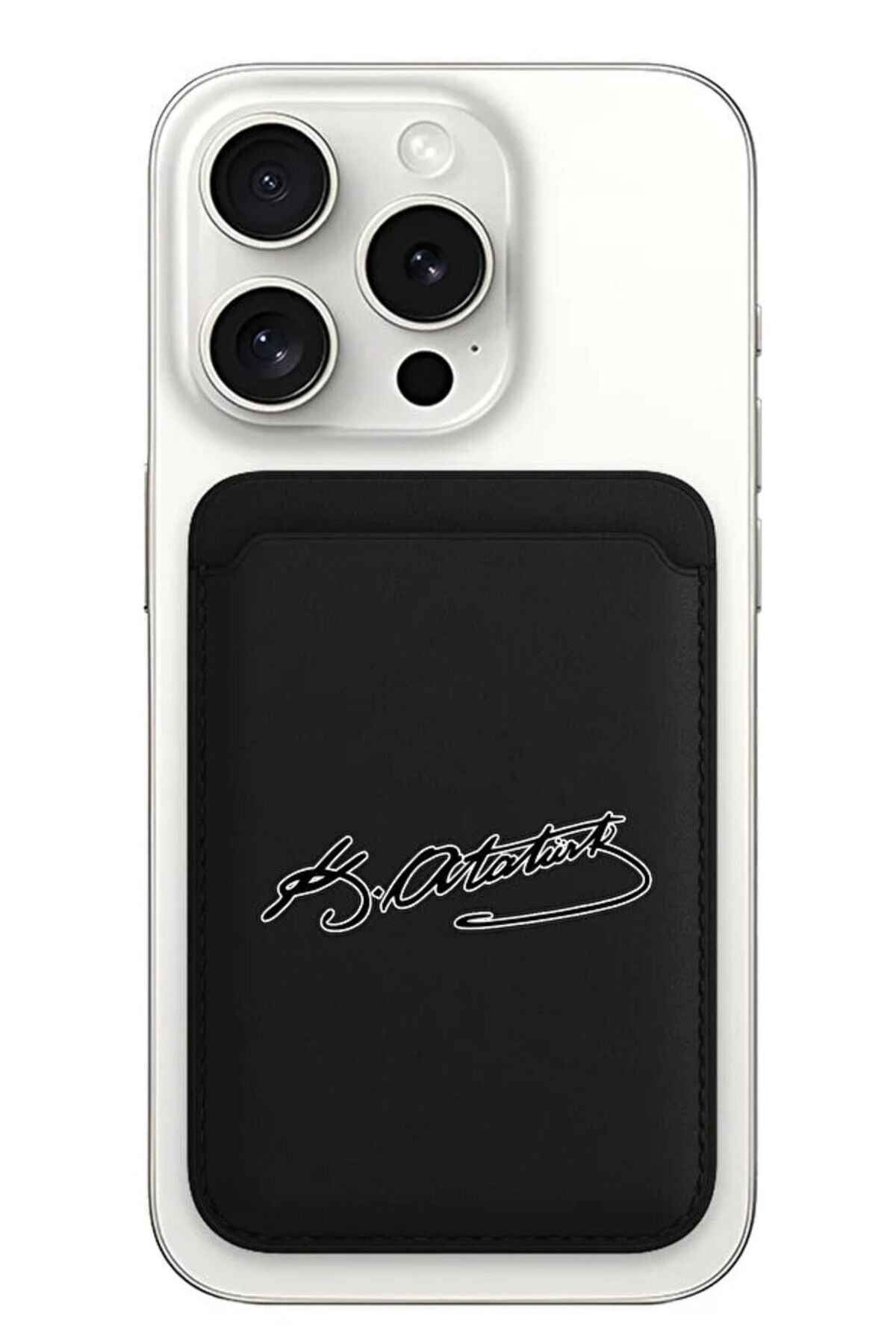 iPhone 11–13-14-17 Pro Max Uyumlu MagSafe Mıknatıslı Siyah Kartlık | Atatürk İmza
