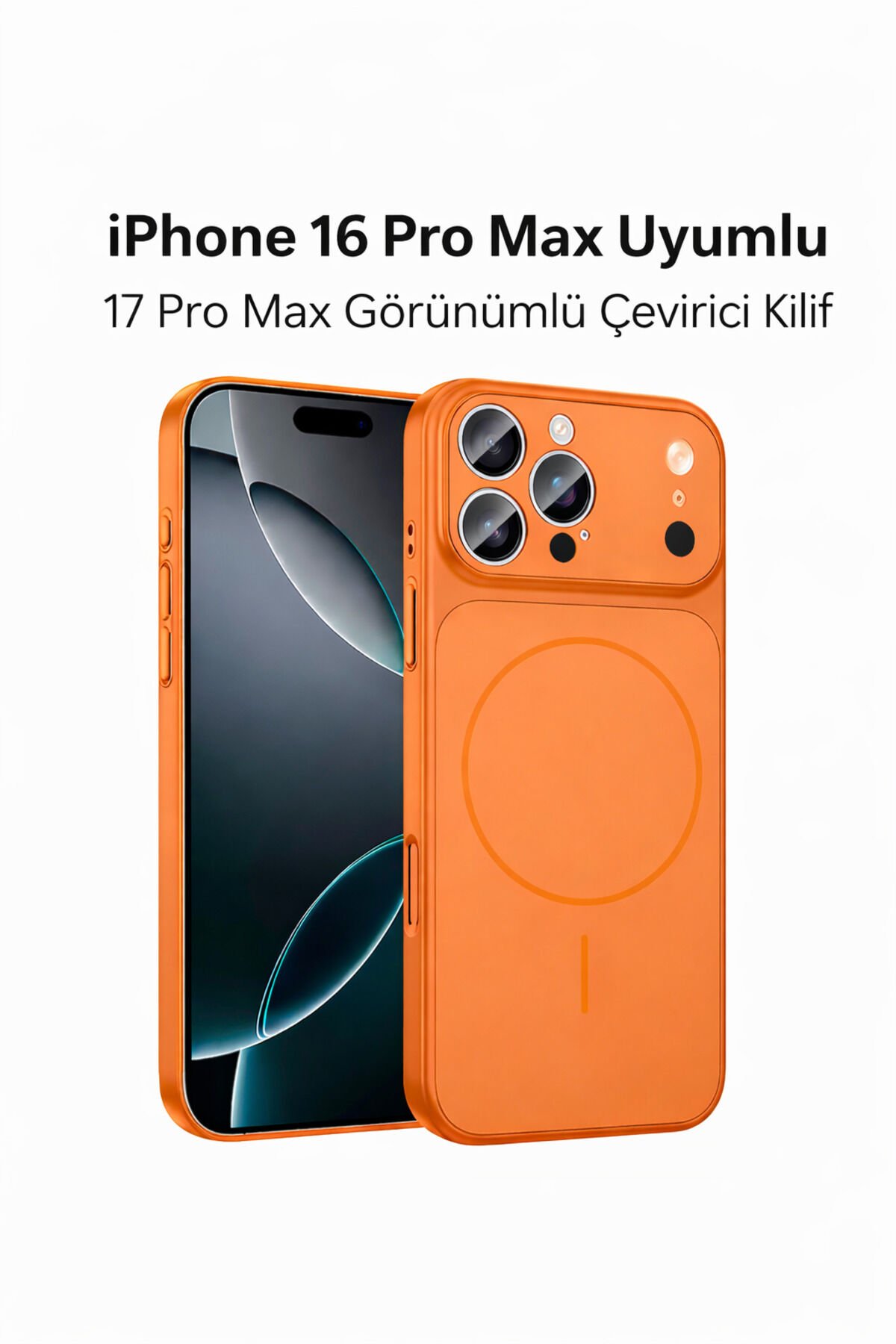 İphone 16 Pro Max Uyumlu 17 Pro Max Görünümlü Çevirici 3D Kamera Korumalı Magsafe Özellikli Kılıf