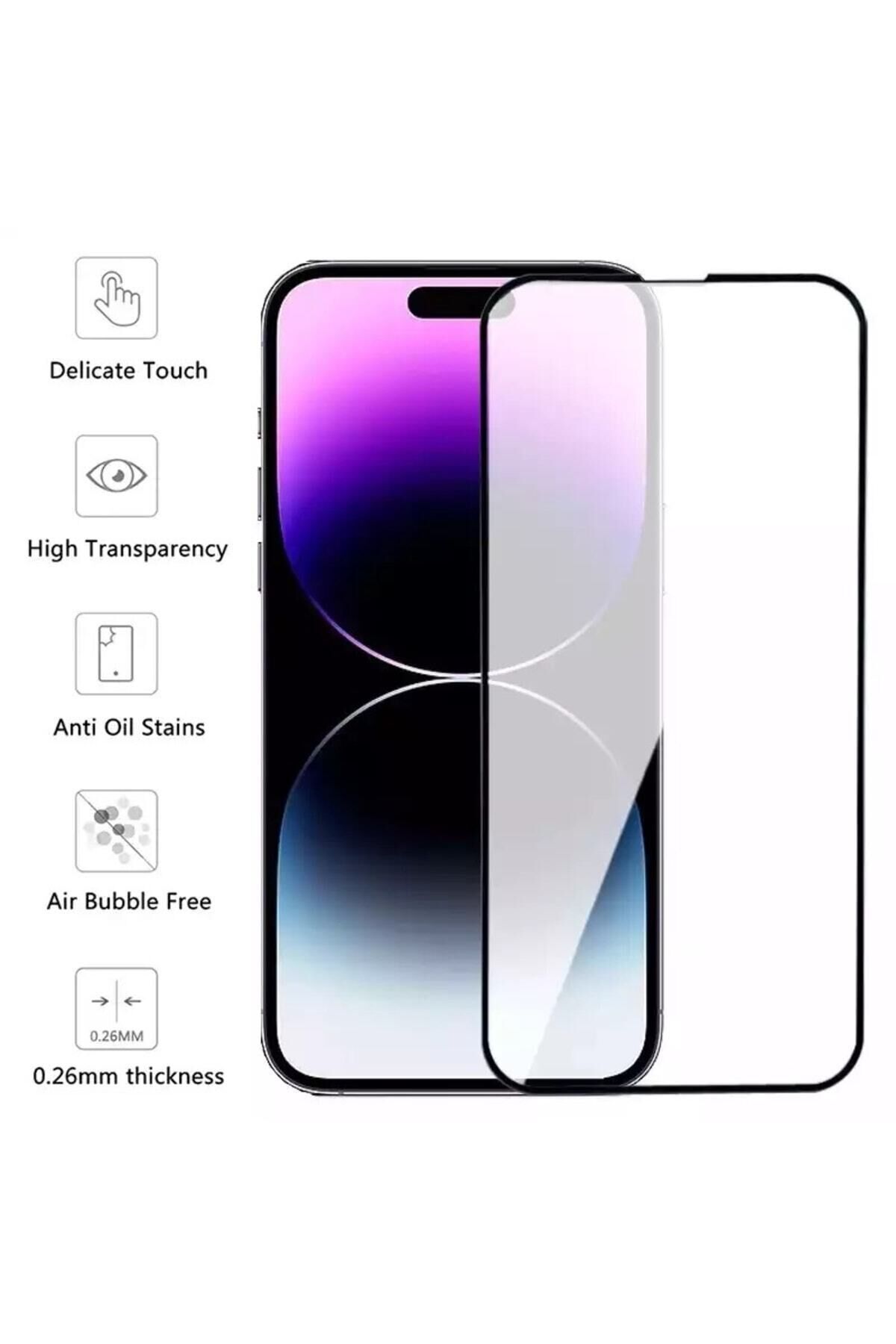 Iphone 13/13 Pro/14/16e Uyumlu Tam Kaplayan Şeffaf Tamperli Ekran Koruyucu Kırılmaz Cam