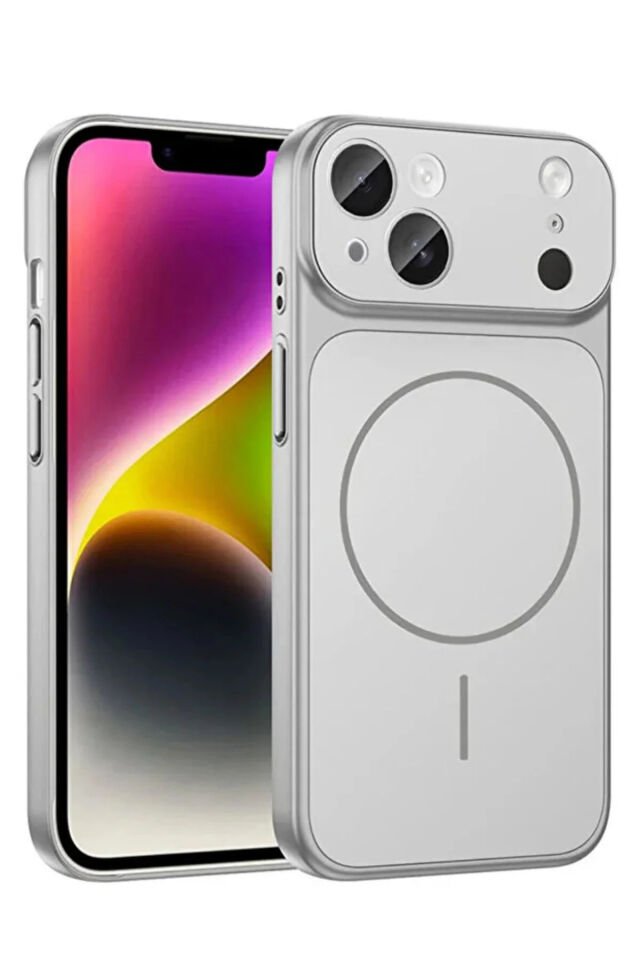 iPhone GÜMÜŞ 13 Uyumlu 17 Pro Max Görünüme Çeviren Kamera Koruma Magsafe Kılıf