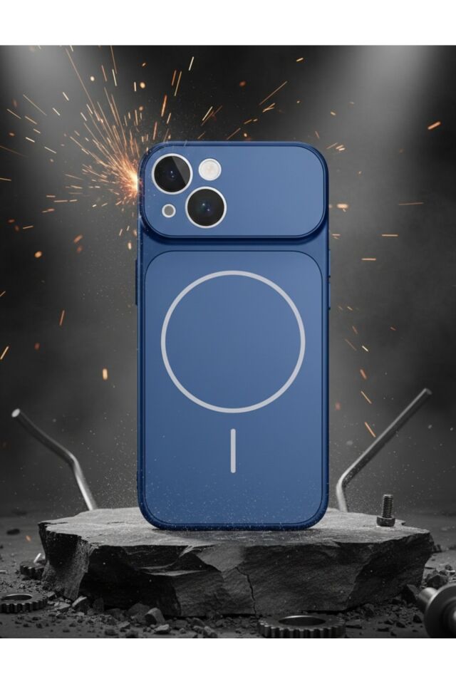 iPhone MAVİ 13 Uyumlu 17 Pro Max Görünüme Çeviren Kamera Koruma Magsafe Kılıf