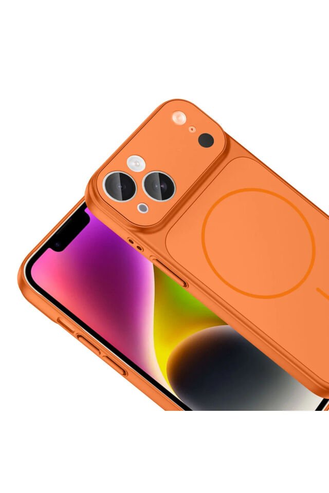 iPhone TURUNCU 13 Uyumlu 17 Pro Max Görünüme Çeviren Kamera Koruma Magsafe Kılıf