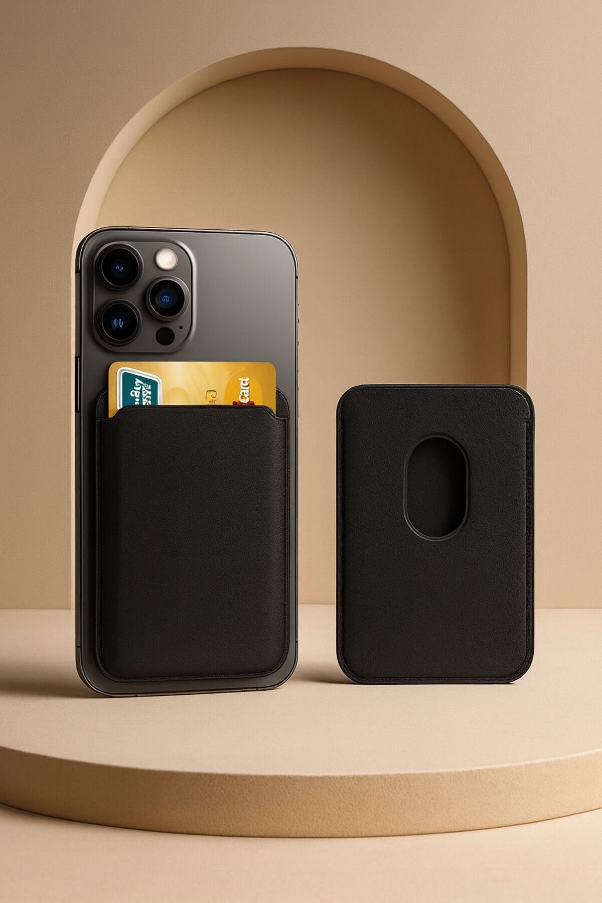 İphone Ve Diğer Megsafe Özellikli Telefon ve Telefon Kılıflarıyla Uyumlu Deri Kartlık Cüzdan.