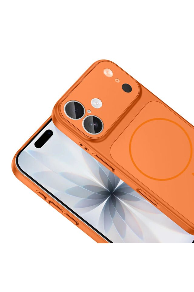 iPhone TURUNCU 17 Uyumlu 17 Pro Max Görünüme Çeviren Kamera Koruma Magsafe Kılıf