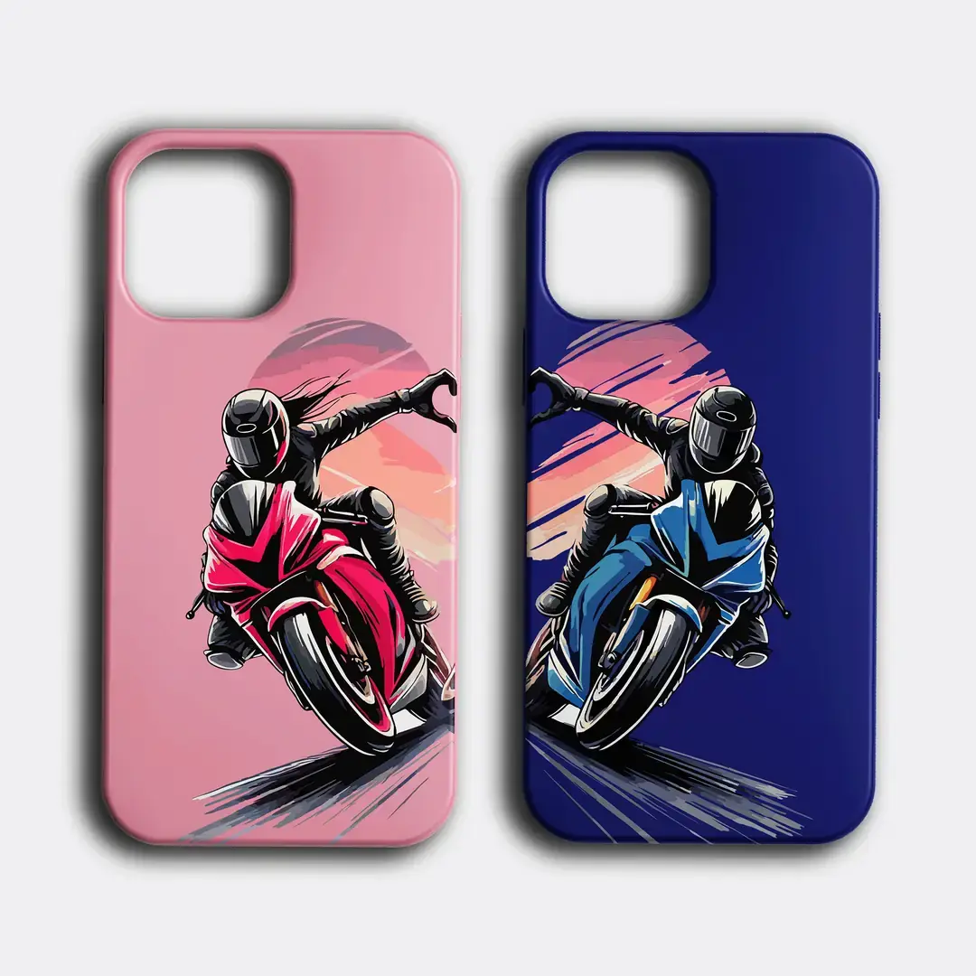 Motorcu Çift Telefon Kılıfı Renkli