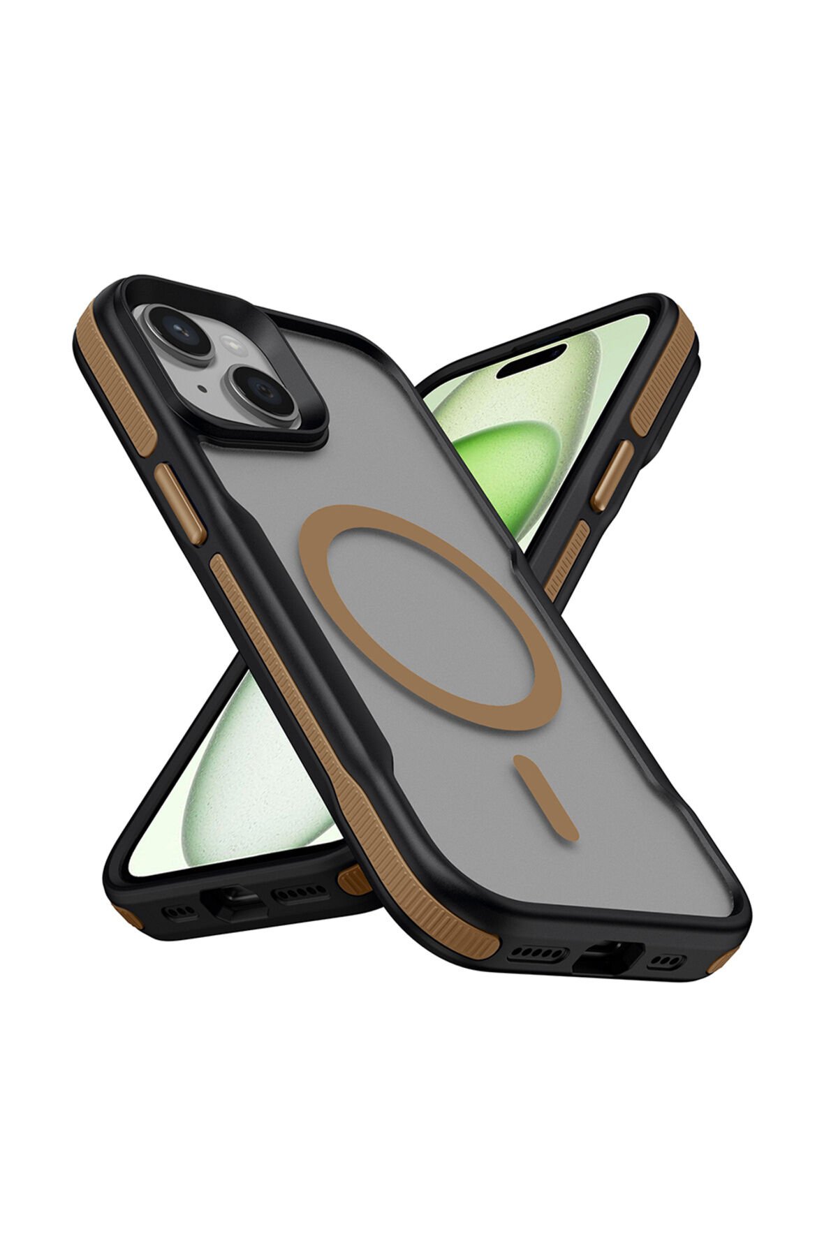 Apple iPhone 13 için Uyumlu Kılıf M-safe Şarj Özellikli Renkli Kenar Airbag Şeritli Lamer Kapak