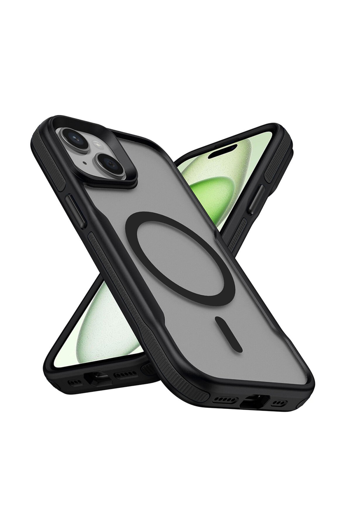 Apple iPhone 13 için Uyumlu Kılıf M-safe Şarj Özellikli Renkli Kenar Airbag Şeritli Lamer Kapak