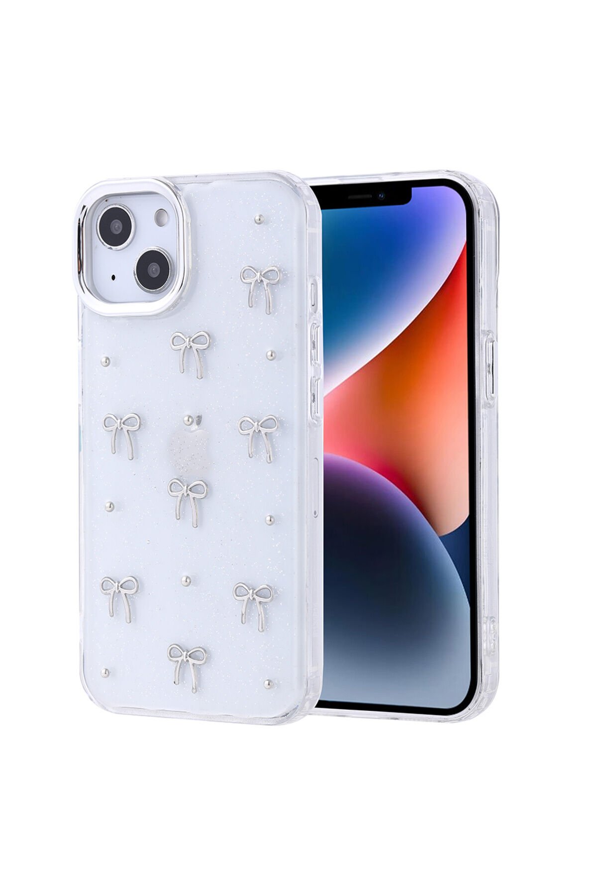 iPhone 13 Cep Telefonu için Uyumlu Kılıf Airbag Tasarımlı Simli Şeffaf Kutup Kapak