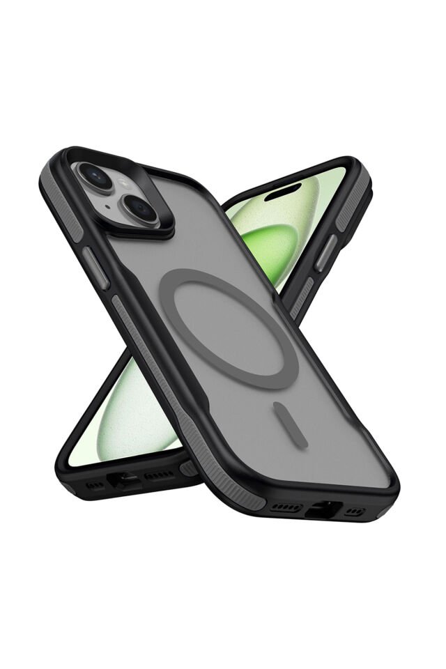 Apple iPhone 13 için Uyumlu Kılıf M-safe Şarj Özellikli Renkli Kenar Airbag Şeritli Lamer Kapak