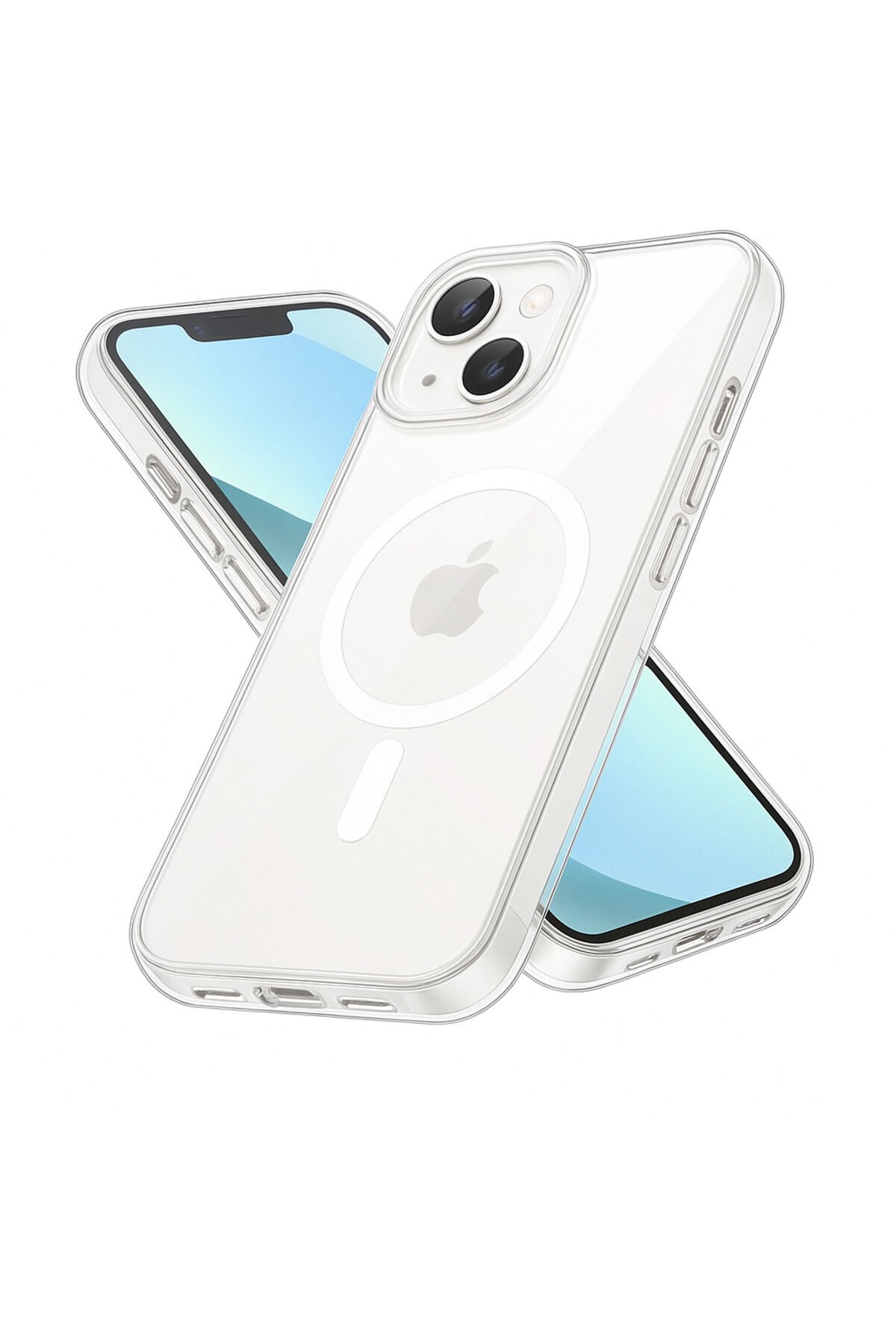 Şeffaf BEYAZ MagSafe Uyumlu Sararmaz iPhone 13 / 14 Uyumlu Kılıf