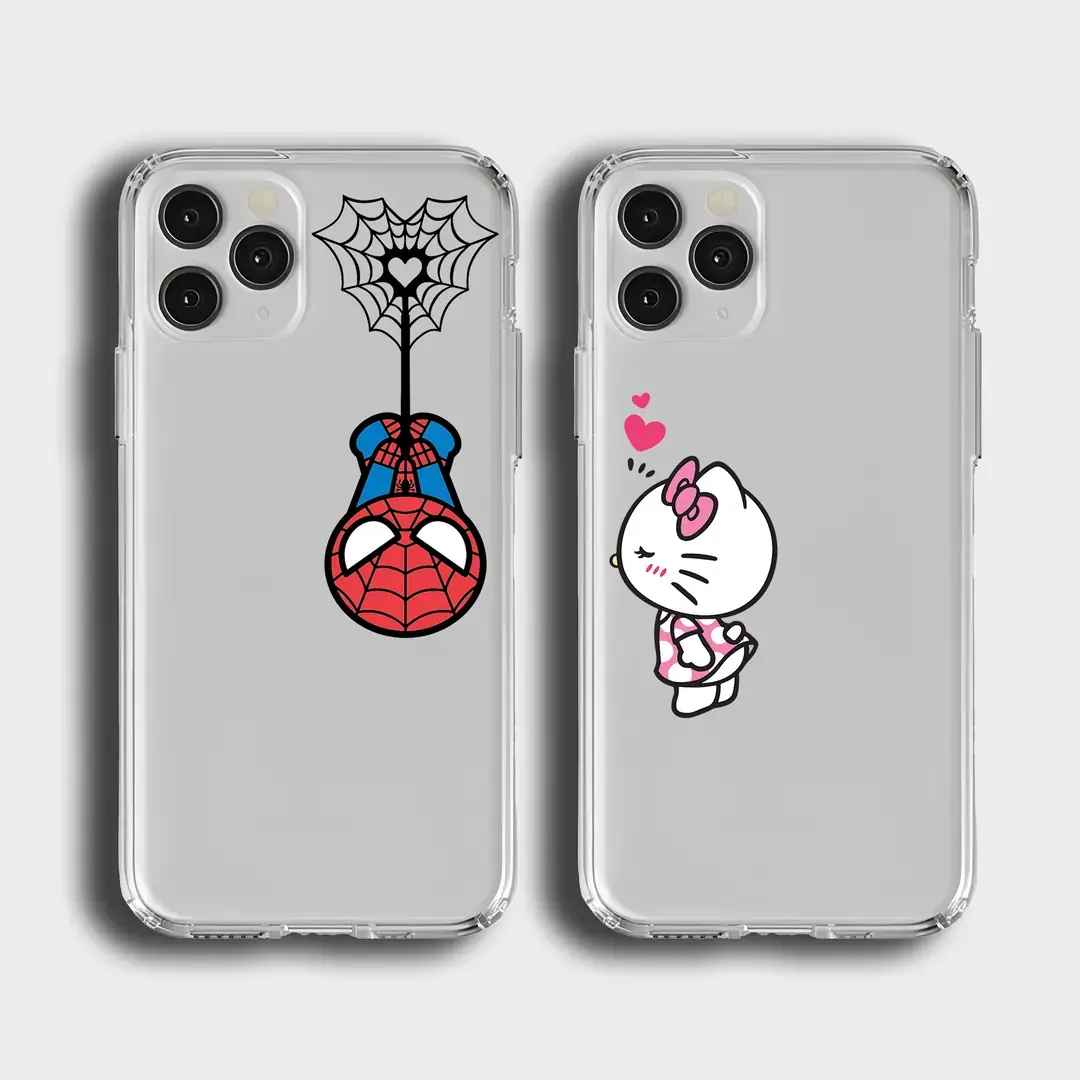 Spiderman Hellokitty Çift Kılıf Şeffaf