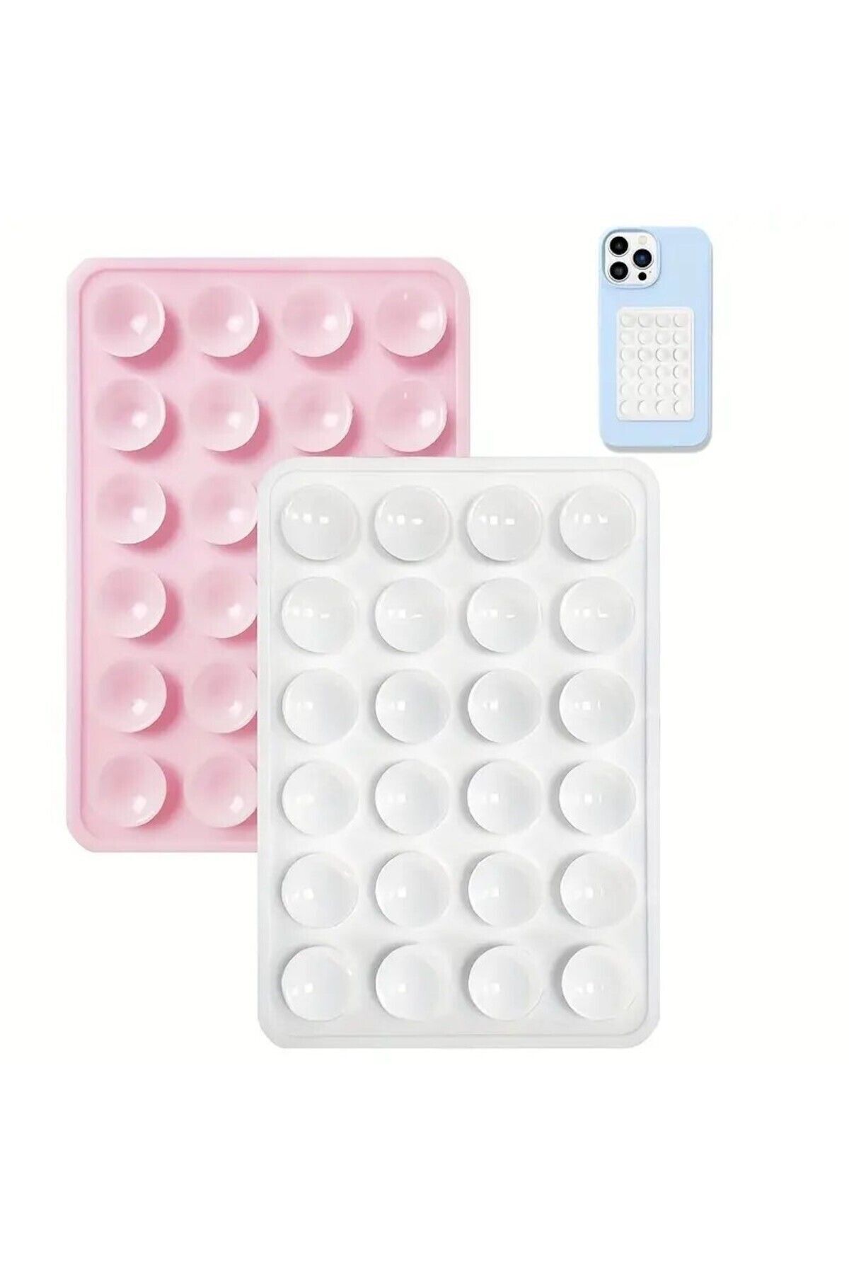 Silikonlu Vantuz Beyaz ve Pembe Telefon Vantuz Tutucu 2 Adet