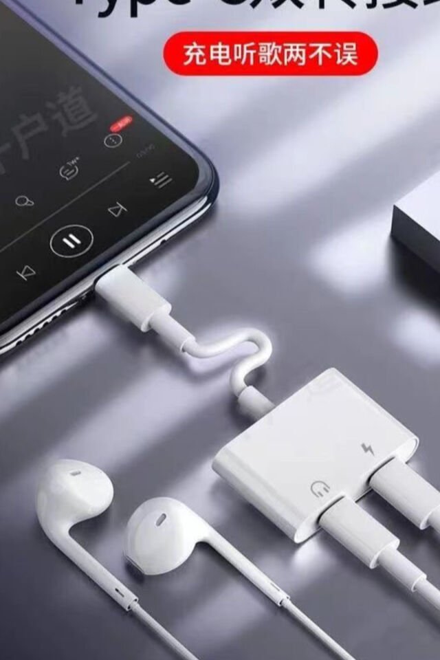 iphone 15Pro-15Promax çift type c girişli Birebir Aux Kulaklık Ve Şarj Çevirici Dönüştürücü Kablo