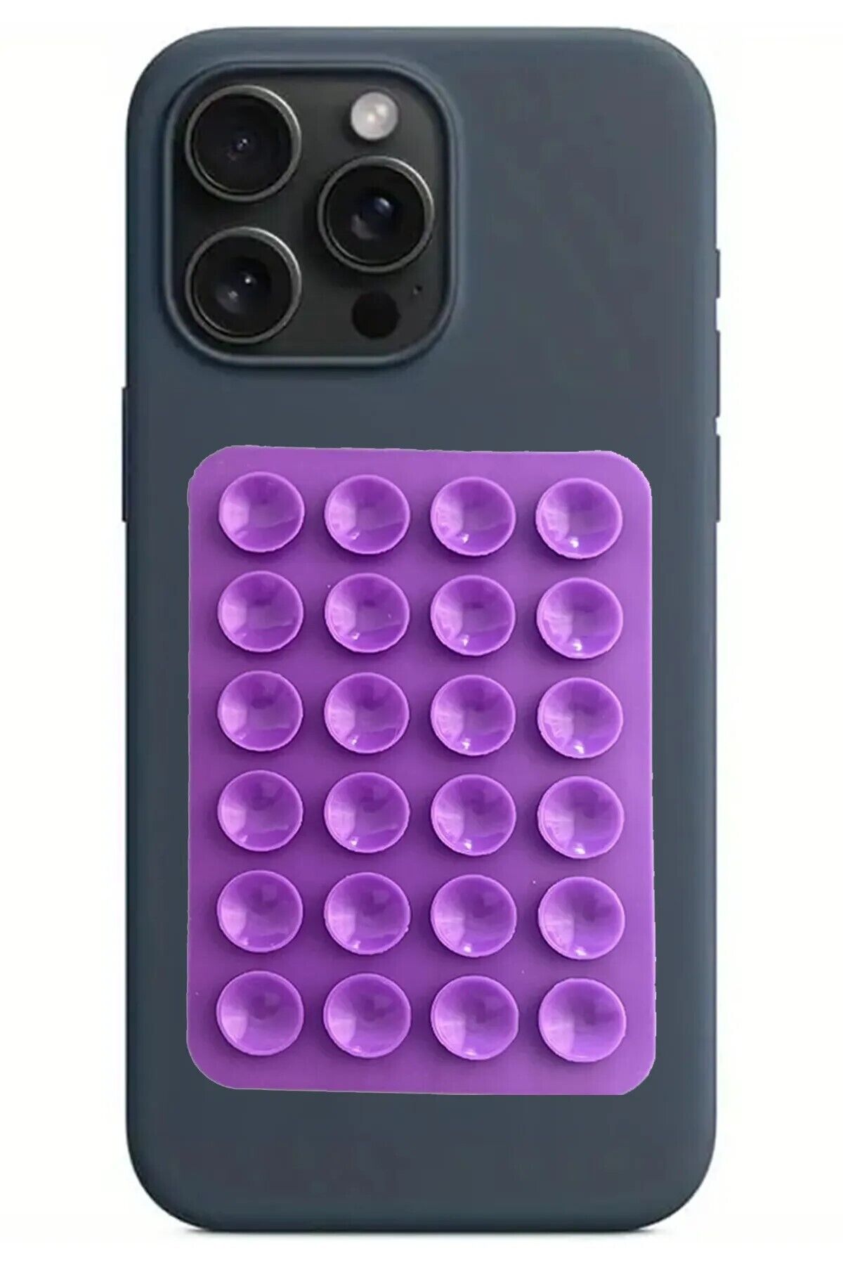 Silikon Vantuzlu Telefon Tutacağı 24 Vantuzlu 1 Paket Yapışkanlı Cep Telefonu Tutucu Mıknatıslı Mor