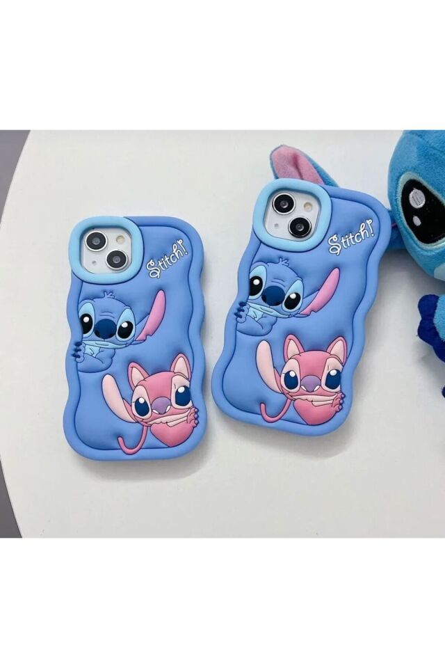 Iphone 15 Uyumlu Stitch Disney Lilo Ve Stiç Hamur Silikon Lüks Kılıf Kapak