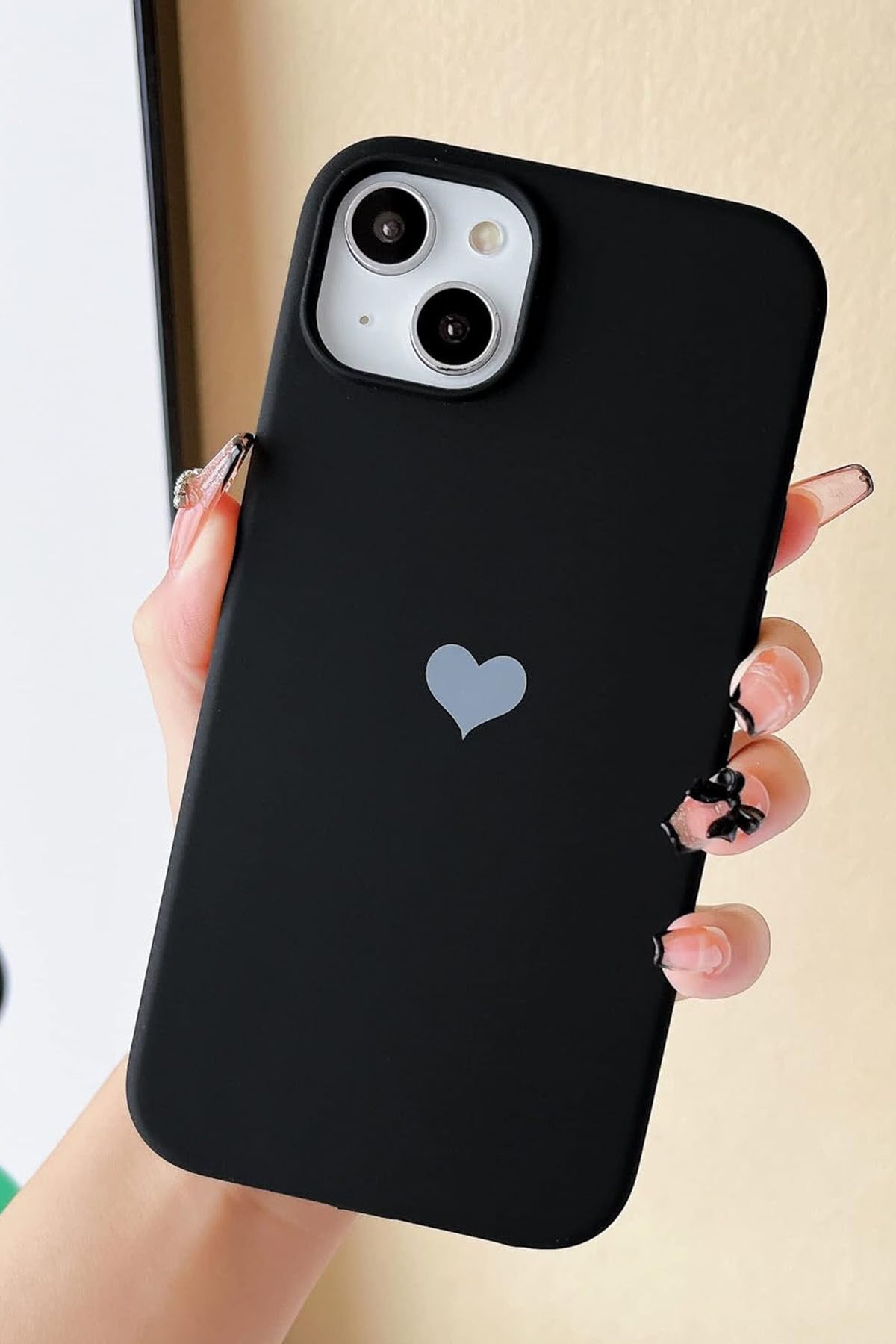 İphone 13/14 Uyumlu Kalp Baskılı Premium Içi Kadife Lansman Arka Kapak
