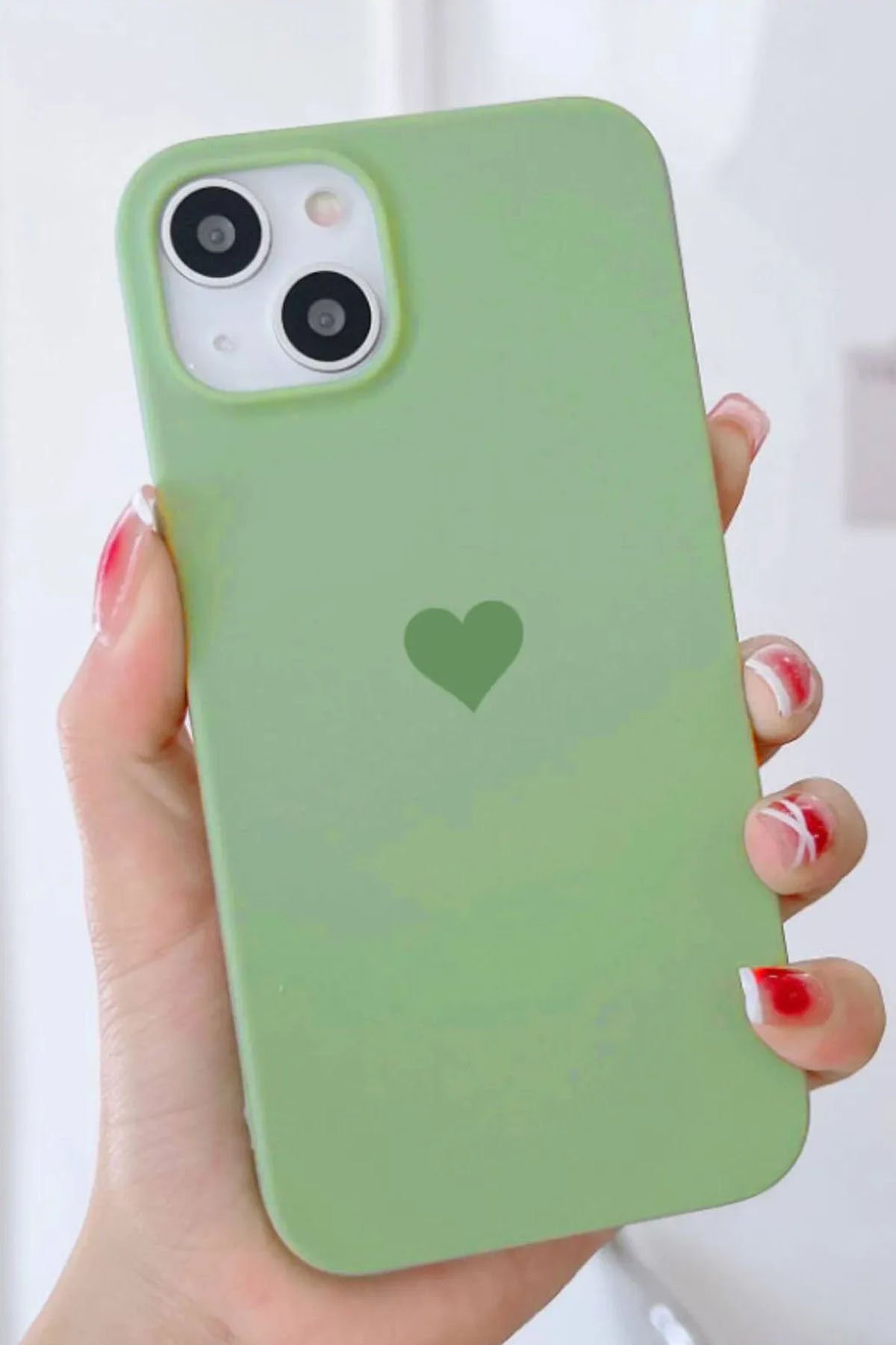 İphone Kalp Baskılı Premium Içi Kadife Lansman Arka Kapak