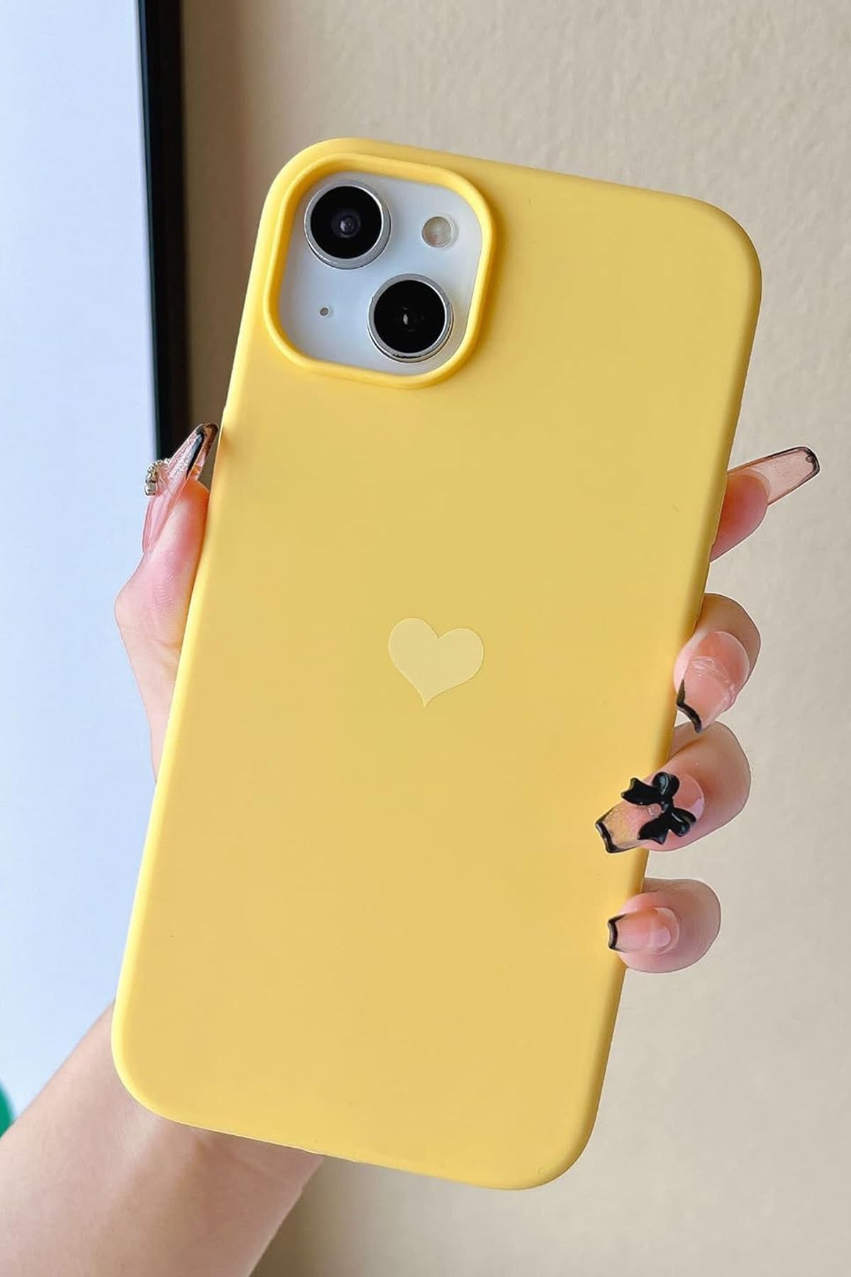 İphone 13/14 Uyumlu Kalp Baskılı Premium Içi Kadife Lansman Arka Kapak