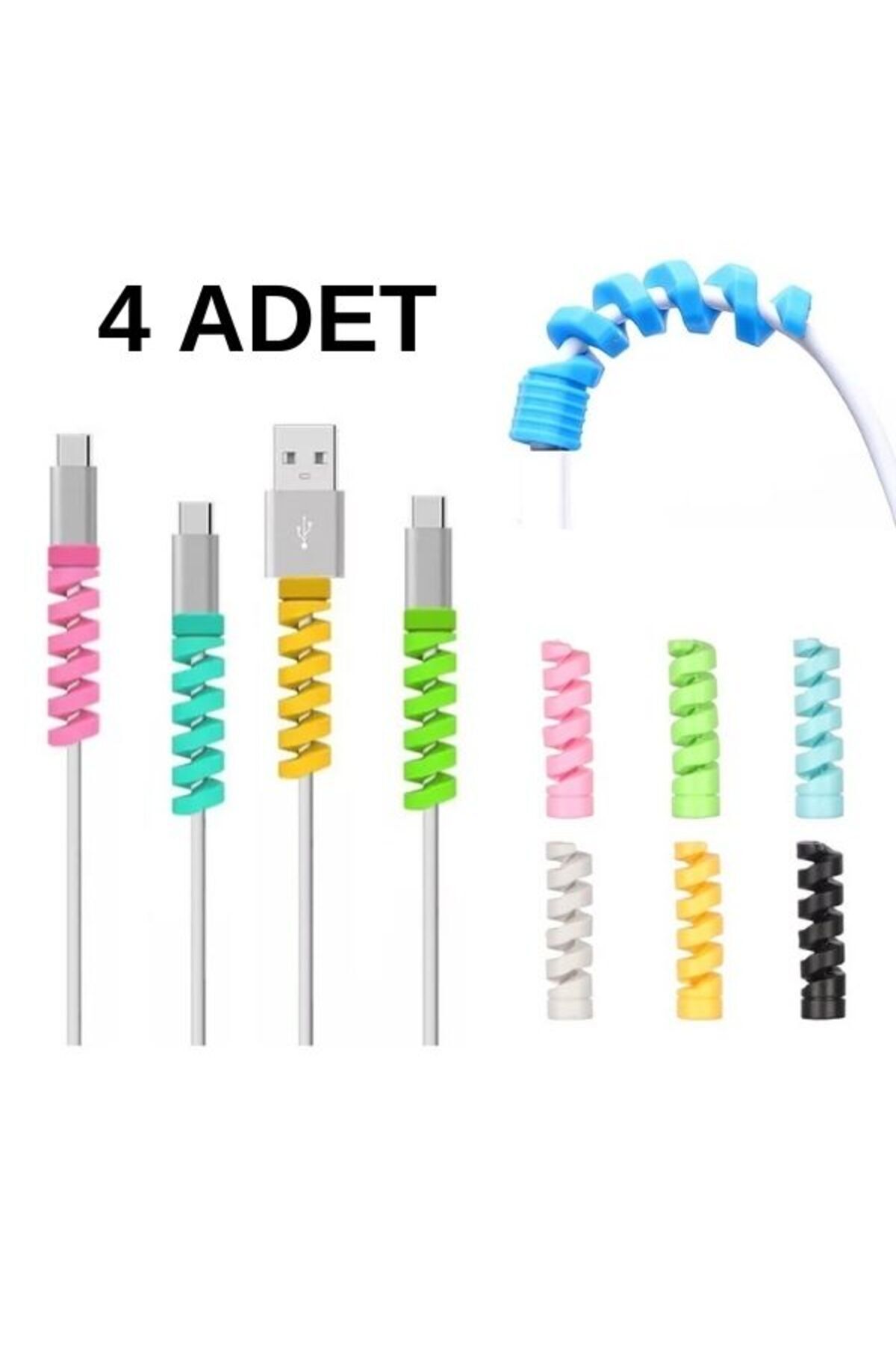 Sipiral Silikon Şarj Kulaklık Kablo Koruyucu 4lü Set Resmi Distribütör Garantili Belirtilmemiş Belir