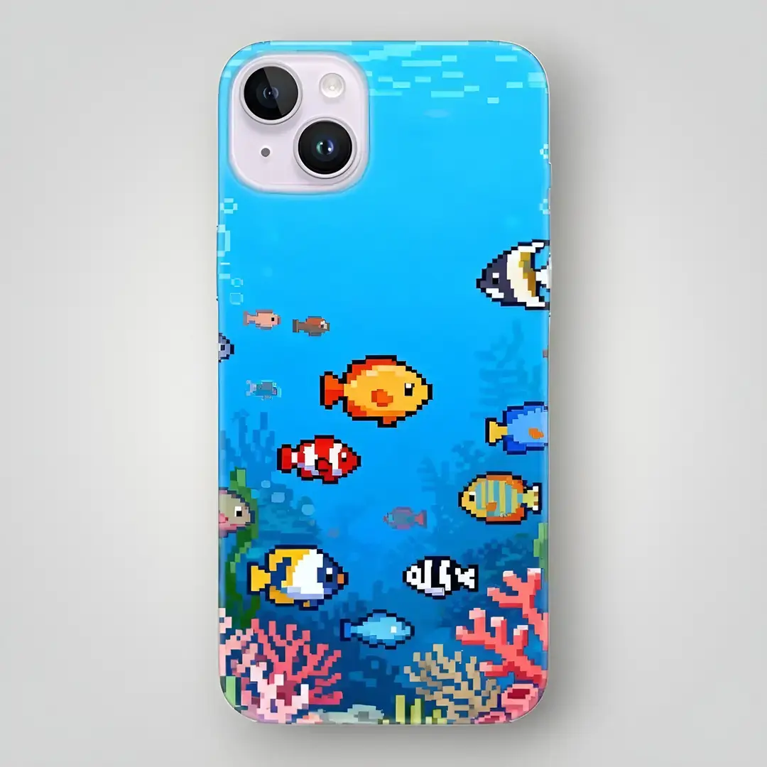 Pixel Balıklar Desenli Kılıf