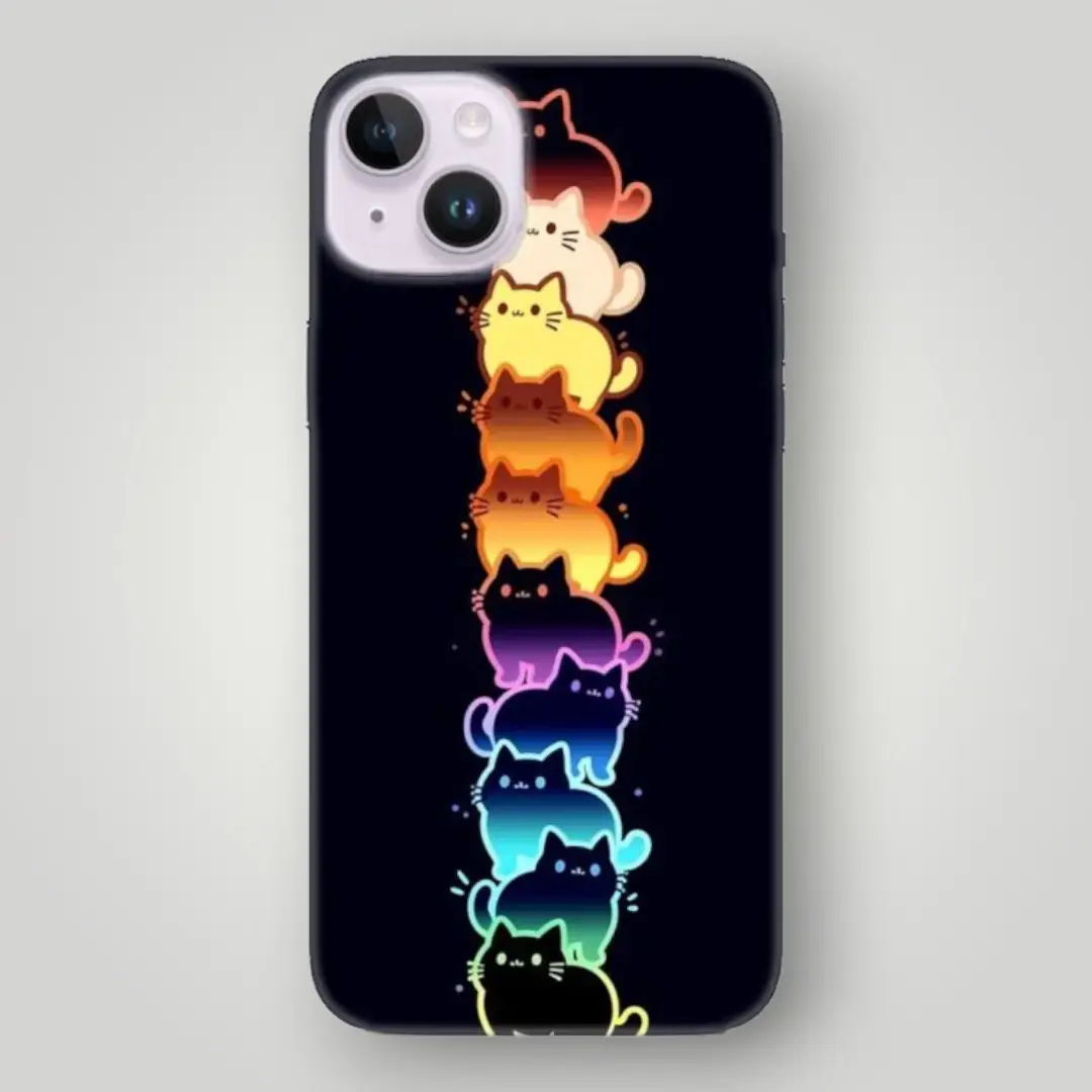 Neon Kediler Desenli Kılıf
